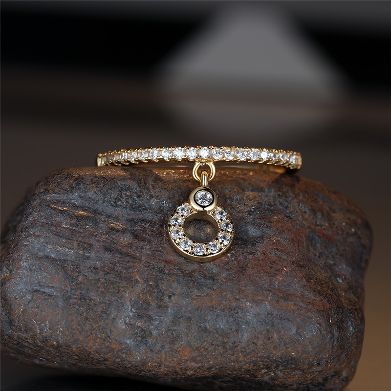 Shining Classic Ring 18k Plated zirconia Copper Engagement Wedding